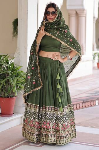 Vichitra Silk with Sequins & Thread Embroidered work with Designer Duppta