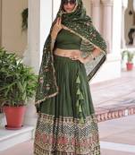 Vichitra Silk with Sequins & Thread Embroidered work with Designer Duppta