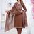 Floral printed brown v neck pure cotton kurta set with trouser & dupatta
