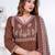 Floral printed brown v neck pure cotton kurta set with trouser & dupatta