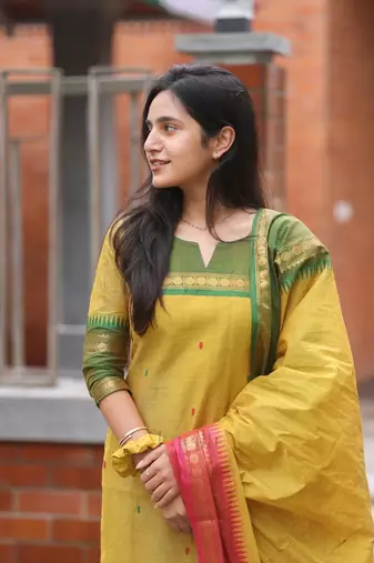 Floral printed multicolor round neck  cotton kurta set with trouser & dupatta