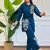 Floral printed blue round neck  cotton co-ord set