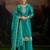 Teal embroidery silk semi-stitch palazzo style salwar suit with detailed work dupatta