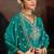 Teal embroidery silk semi-stitch palazzo style salwar suit with detailed work dupatta