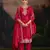 Dark-pink embroidery silk semi-stitch pant style salwar suit with detailed work dupatta