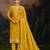 Yellow embroidery silk semi-stitch pant style salwar suit with detailed work dupatta
