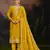 Yellow embroidery silk semi-stitch pant style salwar suit with detailed work dupatta
