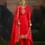 Orange embroidery silk semi-stitch pant style salwar suit with detailed work dupatta