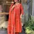 Orange color cotton fabric embroidery work with printed readymade salwar suit