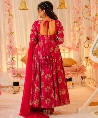 Pink color votikal printed readymade salwar suit 2
