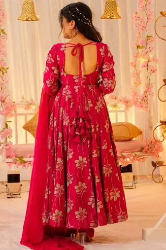 Pink color votikal printed readymade salwar suit