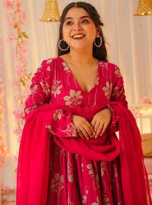 Pink color votikal printed readymade salwar suit 3