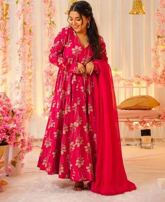 Pink color votikal printed readymade salwar suit 4