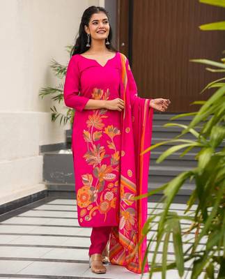 Pink color silk printed readymade salwar suit 1