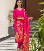 Pink color silk   fabric designer printed readymade salwar suit