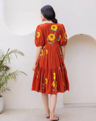 Rust color digital printed kota checks sophesticated rich looks kurti 2