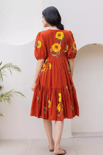 Rust color digital printed kota checks sophesticated rich looks kurti