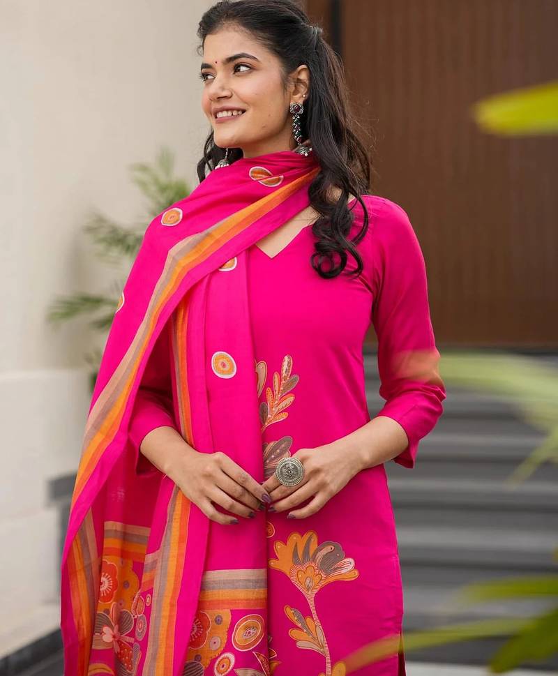 Pink color silk   fabric designer printed readymade salwar suit