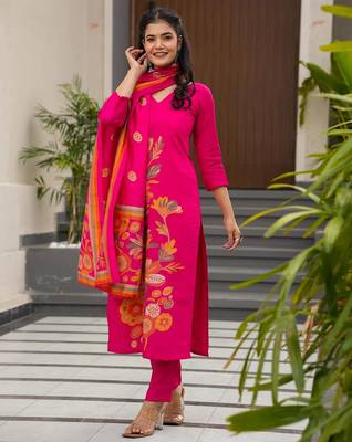 Pink color silk printed readymade salwar suit 4