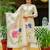 Cream color viscose assam silk fabric embroidery work with printed readymade salwar suit