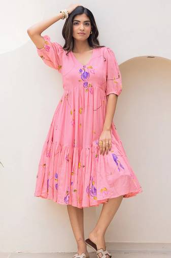 Pink color designer digital printed kota checks fabric girlie sophesticated rich looks kurti