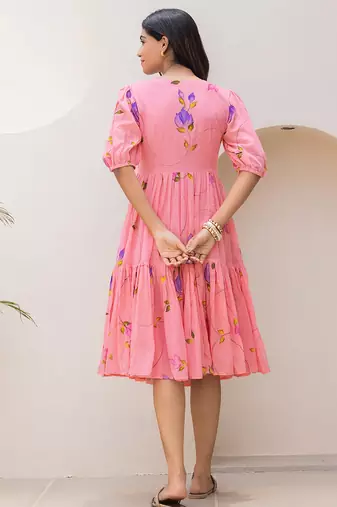 Pink color digital printed kota checks sophesticated rich looks kurti