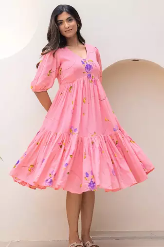 Pink color digital printed kota checks sophesticated rich looks kurti