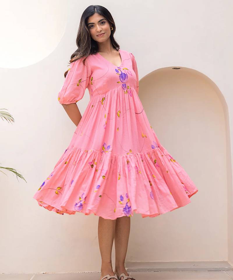 Pink color designer digital printed kota checks fabric girlie sophesticated rich looks kurti