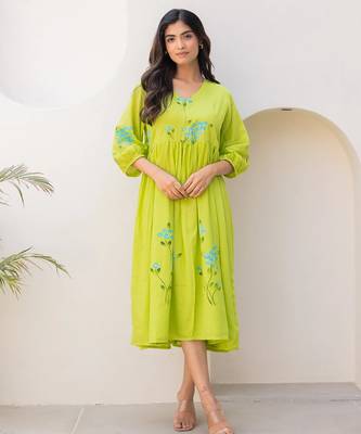 Parrot green color digital printed kota checks sophesticated rich looks kurti 1