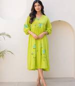 Parrot green color designer digital printed kota checks fabric girlie sophesticated rich looks kurti