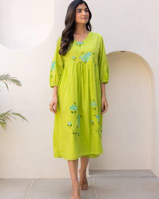 Parrot green color digital printed kota checks sophesticated rich looks kurti 2