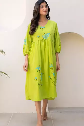 Parrot green color digital printed kota checks sophesticated rich looks kurti