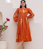 Orange color designer digital printed kota checks fabric girlie sophesticated rich looks kurti