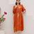 Orange color designer digital printed kota checks fabric girlie sophesticated rich looks kurti