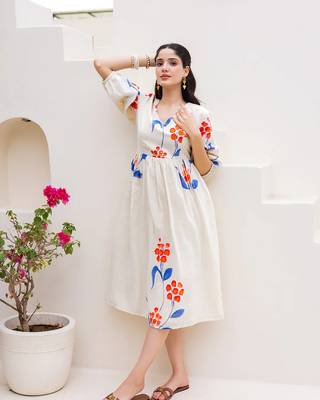 White color digital printed kota checks sophesticated rich looks kurti 1
