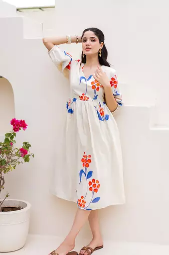 White color designer digital printed kota checks fabric girlie sophesticated rich looks kurti