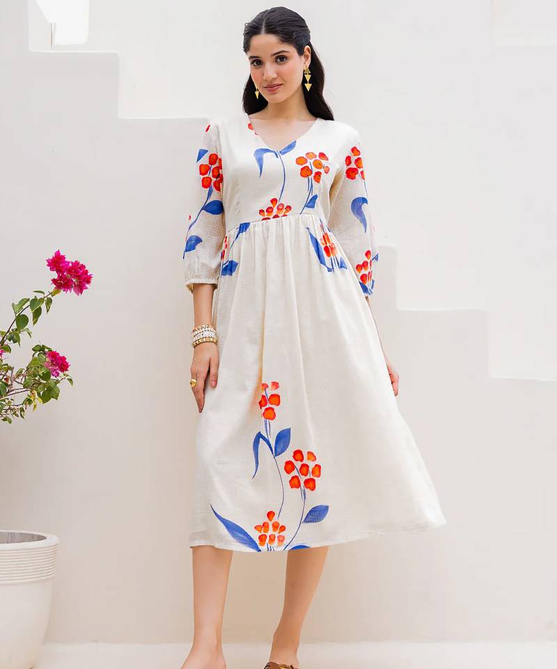 White color designer digital printed kota checks fabric girlie sophesticated rich looks kurti