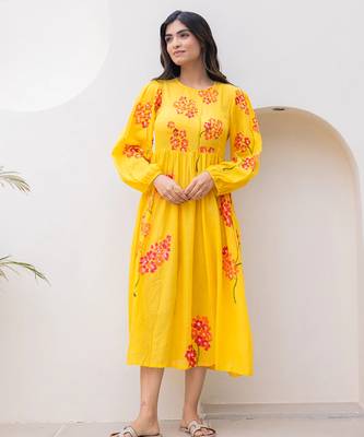 Yellow color digital printed kota checks sophesticated rich looks kurti 1