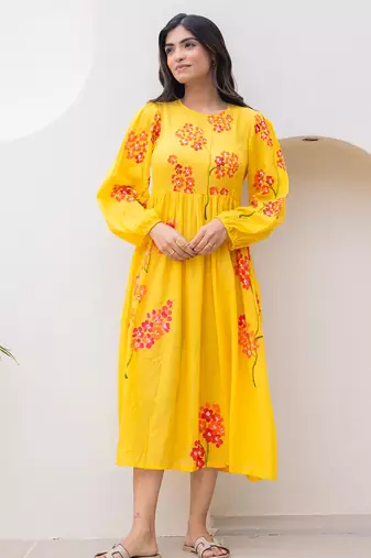 Yellow color designer digital printed kota checks fabric girlie sophesticated rich looks kurti