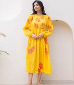 Yellow color designer digital printed kota checks fabric girlie sophesticated rich looks kurti