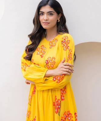 Yellow color digital printed kota checks sophesticated rich looks kurti 2