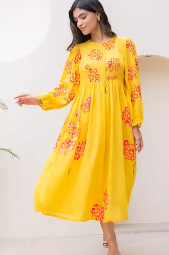 Yellow color digital printed kota checks sophesticated rich looks kurti