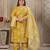 Lemon color lichi viscose fabric prited plus size kurta set with dupatta