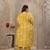 Lemon color lichi viscose fabric prited plus size kurta set with dupatta