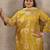 Lemon color lichi viscose fabric prited plus size kurta set with dupatta