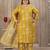 Lemon color lichi viscose fabric prited plus size kurta set with dupatta