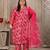 Pink color lichi viscose fabric prited plus size kurta set with dupatta