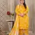 Mustard color rayon fabric prited plus size kurta set with dupatta