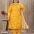 Mustard color rayon fabric prited plus size kurta set with dupatta