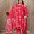 Pink color lichi viscose fabric prited plus size kurta set with dupatta